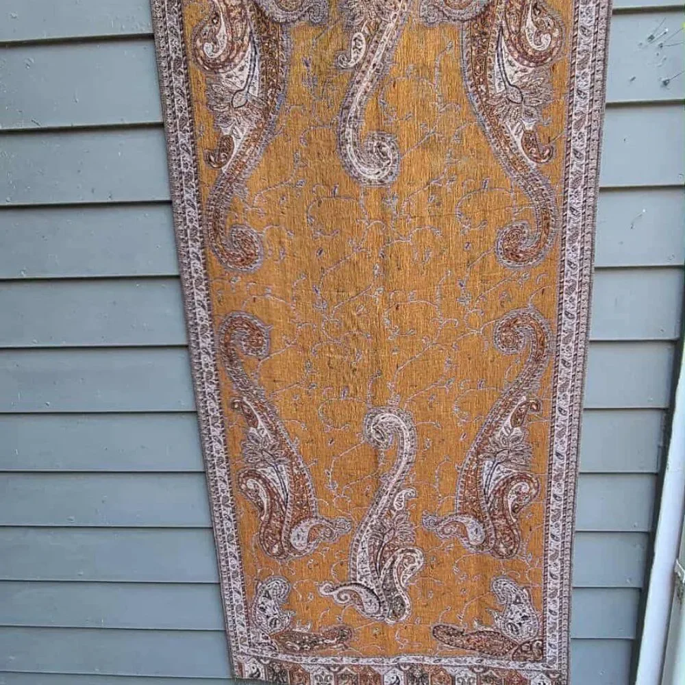 Denim Blue Brown Gold Pashmina & Skilk Pashmina